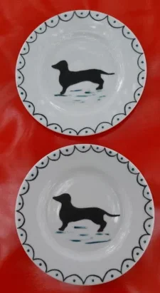 DUO TECKEL SUR ASSIETTE 15 CM